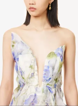 Zimmermann Natura Draped Mini Dress Blue Floral Size 0 / AU 8 for rent on The Volte - image 7