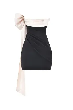 House of CB Jana Bow Mini Dress Black & Ivory Size M (AU 10) for rent on The Volte - image 8