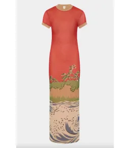 Sir The Label Redwood Tee Midi Dress in Sea Ranch Scene Size 2 / AU 10 for rent on The Volte - image 3