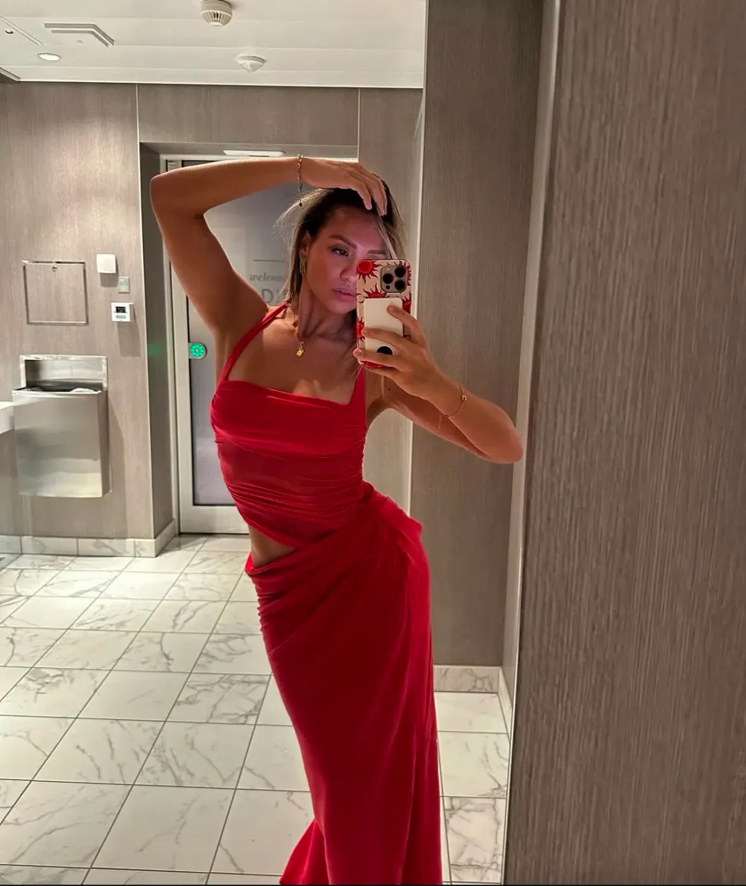 Benni Gina Halter Maxi Dress Watermelon Size AU 6 for rent on The Volte - main image