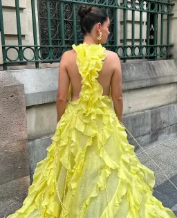 Zimmermann Wonderland Ruffle Gown Lemon Yellow Size 0 (6-10)  for rent on The Volte - image 3