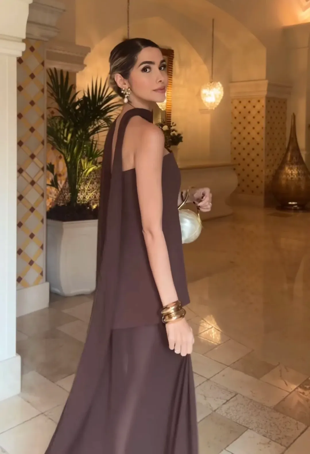 Matters Store Monaco Dress with Scarf Brown Size S / AU 8 for rent on The Volte - main image
