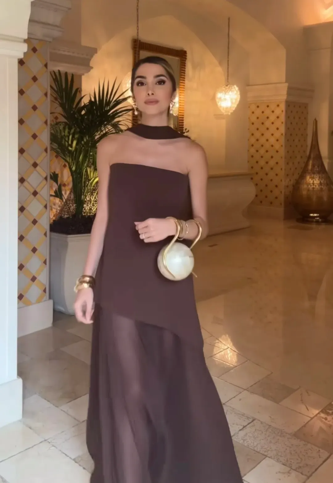 Matters Store Monaco Dress with Scarf Brown Size S / AU 8 for rent on The Volte - main image