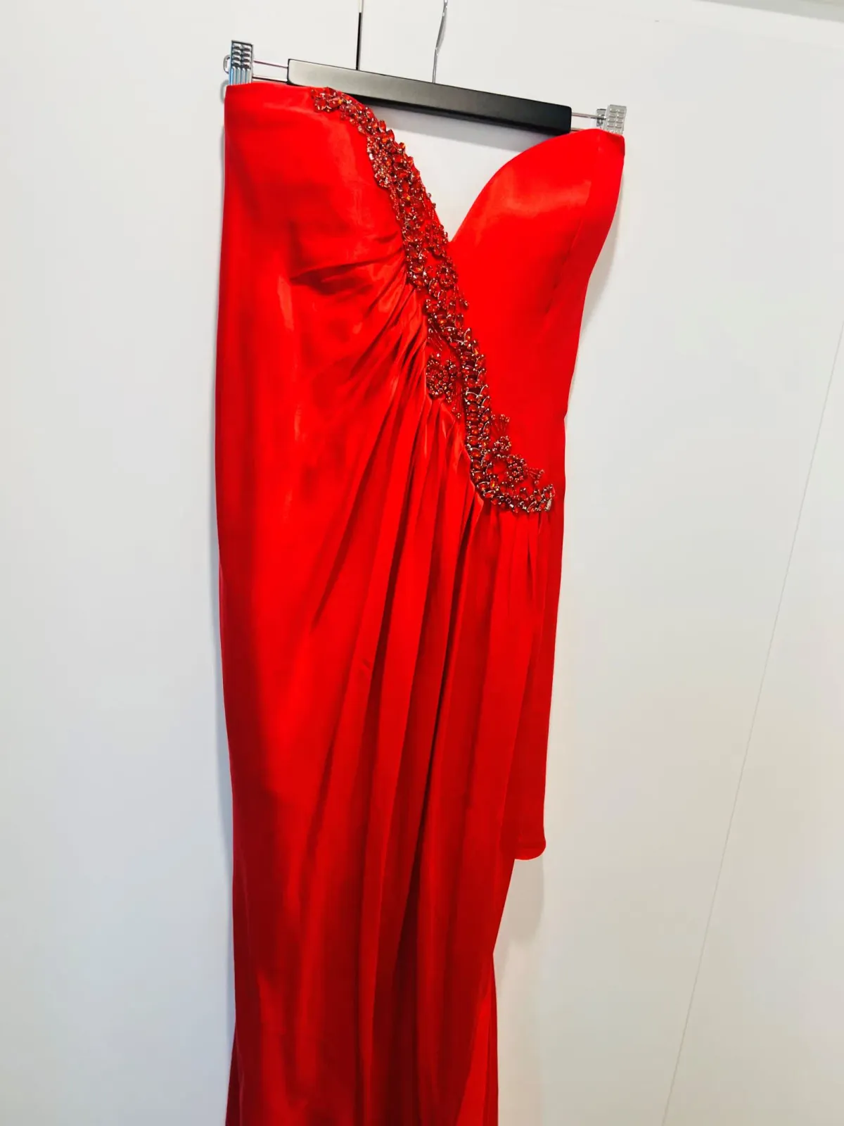 Tarvydas Platinum Jewel Encrusted Flowing Formal Dress Red Size 12 for rent on The Volte - main image