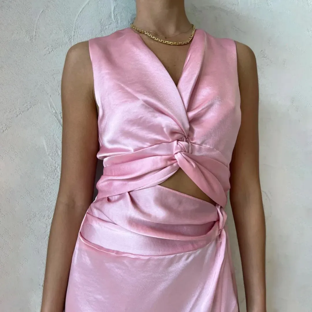 Anna Quan Violeta Cutout Midi Dress Rosa Pink Size M / AU 10 for rent on The Volte - main image