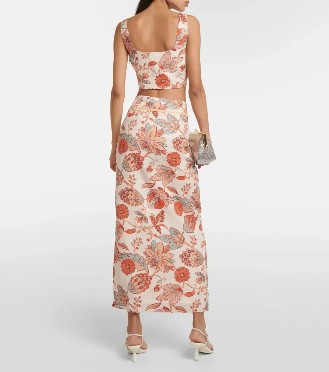 Sir the Label Noemi Linen Midi Skirt Desert Wildflower Size 3 / AU 12 for rent on The Volte - main image