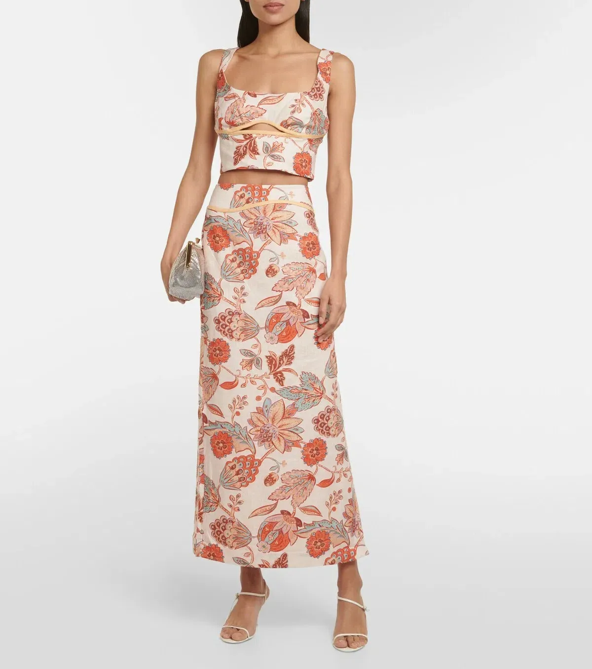 Sir the Label Noemi Linen Midi Skirt Desert Wildflower Size 3 / AU 12 for rent on The Volte - main image
