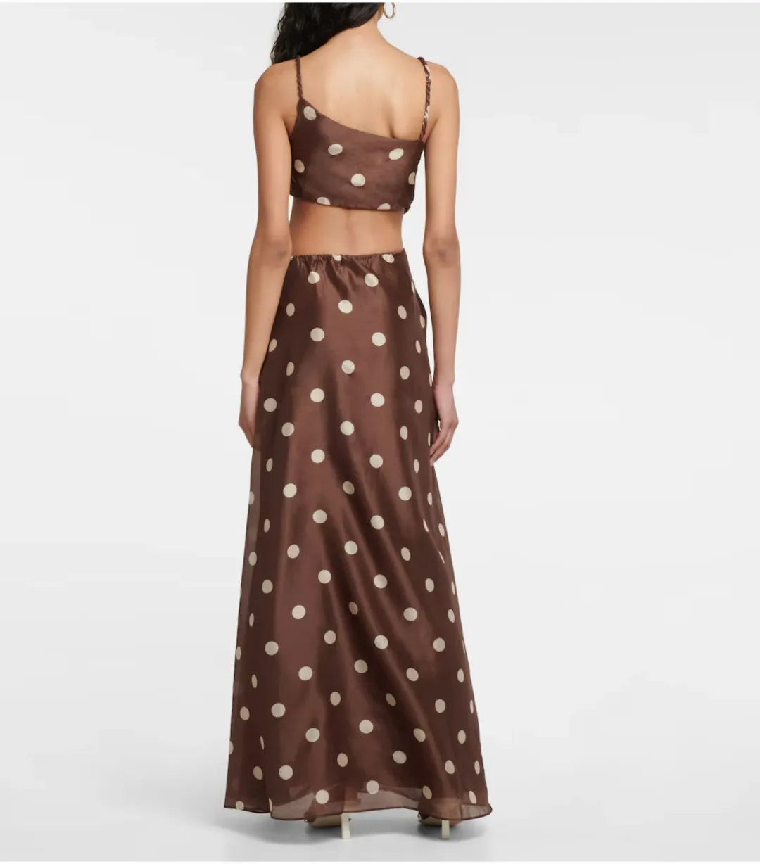 Sir The Label Vivi Asymmetrical Cut Out Dress in Marlon Polka Dot Print Size 1 / AU 8  for rent on The Volte - main image