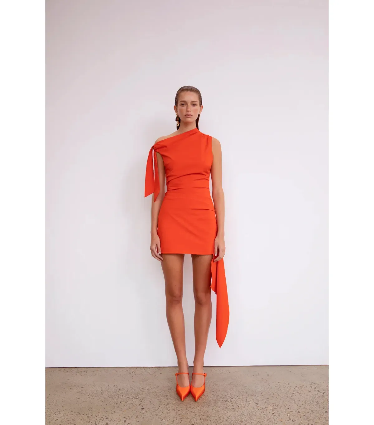 Sir The Label Dahlia Mini Dress in Tangerine Size AU 10 for rent on The Volte - main image