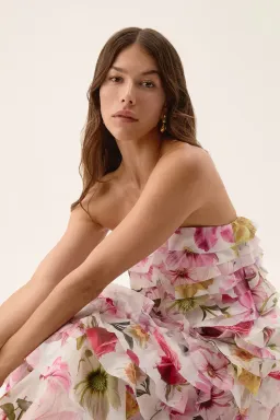 Aje Fleur Pleated Gown in Collage Floral Size AU 10 for rent on The Volte - image 3