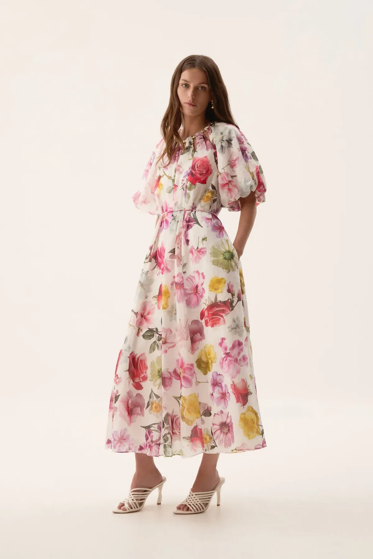 Aje Fleur Midi Dress in Collage Floral Size AU 14 for rent on The Volte - main image
