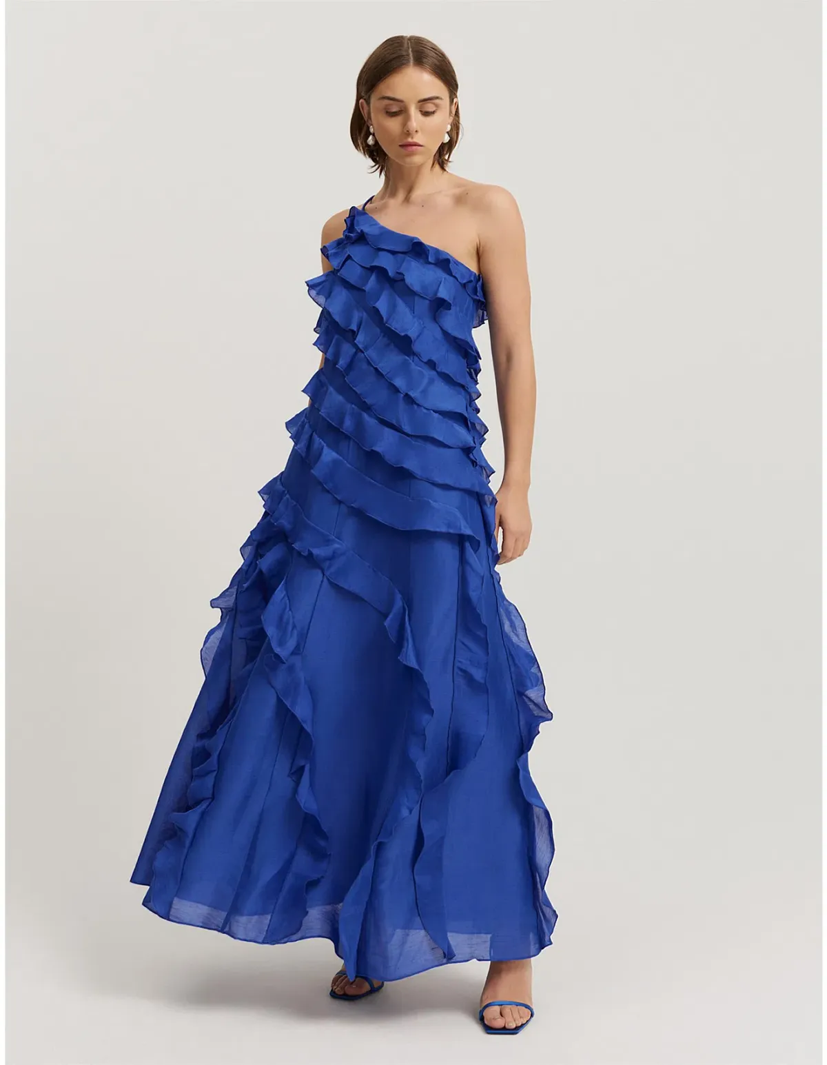 Country Road Ruffle Maxi Dress in Sapphire Size 6 for rent on The Volte - main image
