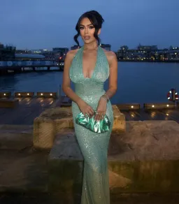 Maelle Paris Shimmer Maxi Gown Emerald Size S / AU 8 for rent on The Volte - image 3
