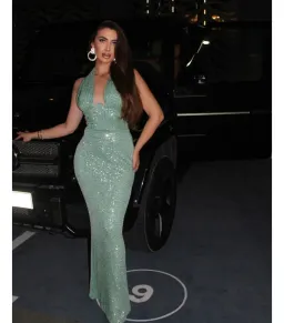 Maelle Paris Shimmer Maxi Gown Emerald Size S / AU 8 for rent on The Volte - image 1