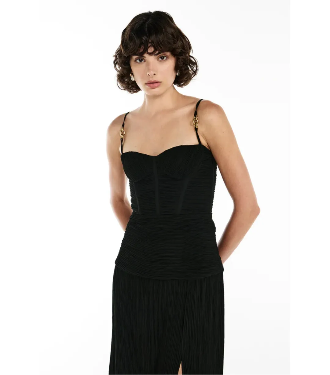 Manning Cartell Double Time Pleat Dress in Black Size AU 6 for rent on The Volte - main image