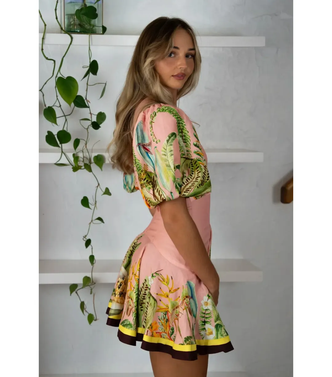 Alemais Papaya Mini Dress Pink Size AU 16 for rent on The Volte - main image