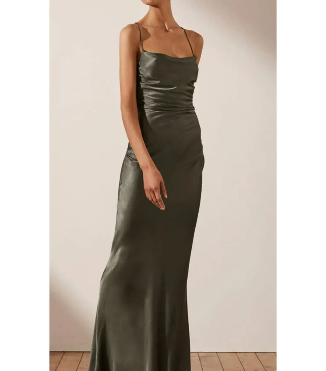 Shona Joy La Lune Lace Back Maxi Dress Olive Size AU 8 for rent on The Volte - main image