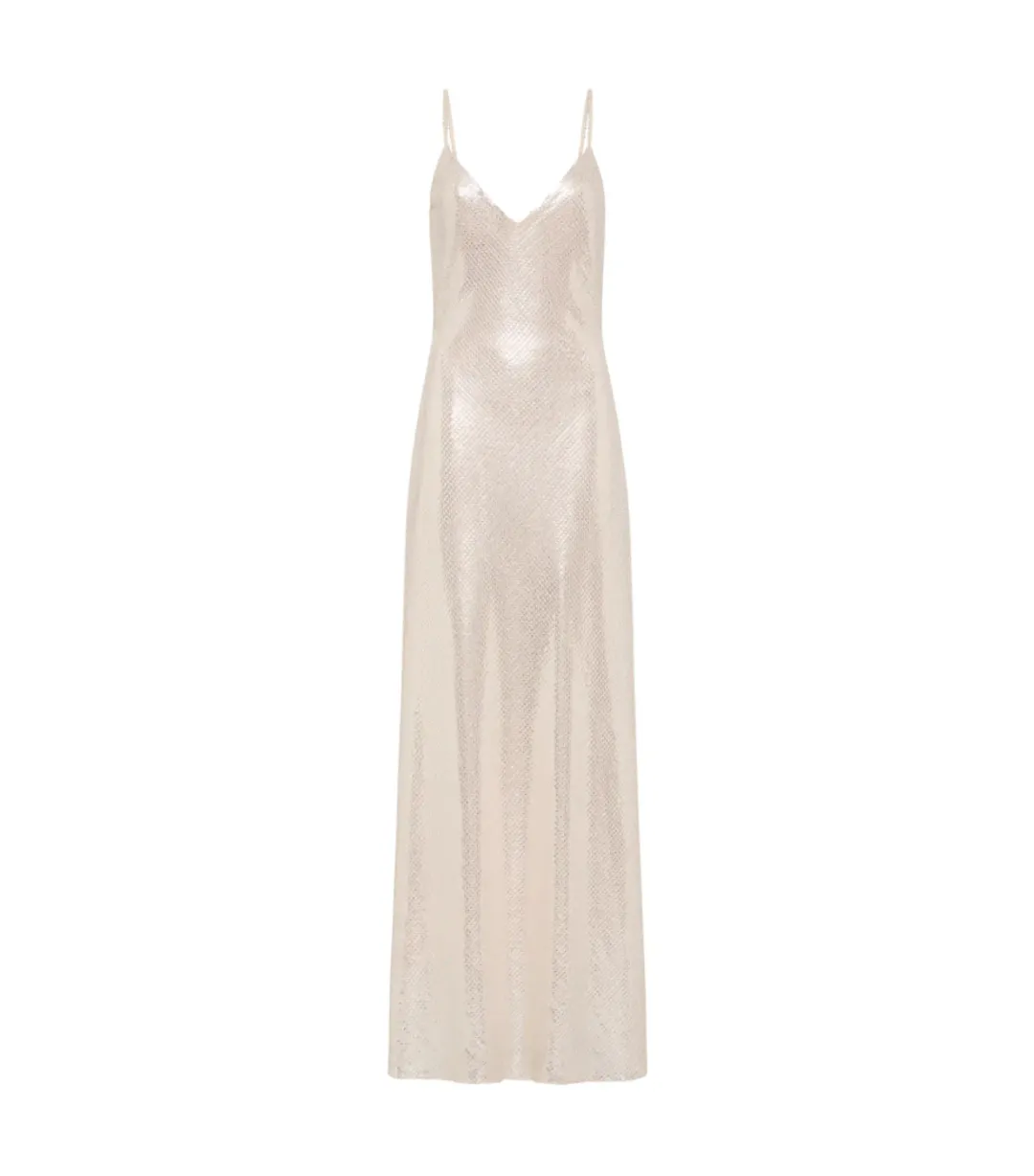 Manning Cartell High Voltage Slip Dress Nude Silver Size AU 8  for rent on The Volte - main image