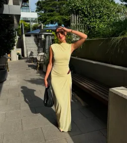 Bec & Bridge Greta Twist Maxi Dress in Butter Size AU 6 for rent on The Volte - image 5
