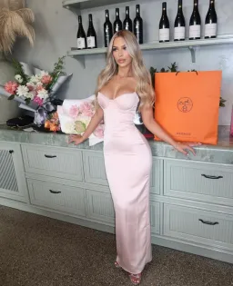 House Of CB Stefania Corset Maxi Dress Soft Peach Size AU 10 for rent on The Volte - image 4