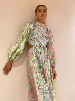 Alemais Marta Cut Out Midi Dress Paisley Print Size 4 for rent on The Volte - image 4