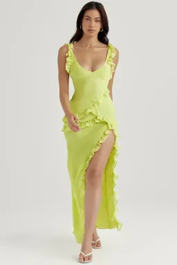 House of CB Pixie Ruffle Maxi Dress Lime Size S / AU 8 for rent on The Volte - image 1