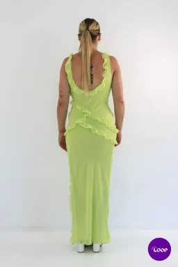 House of CB Pixie Ruffle Maxi Dress Lime Size S / AU 8 for rent on The Volte - image 2