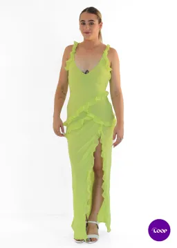 House of CB Pixie Ruffle Maxi Dress Lime Size S / AU 8 for rent on The Volte - image 3