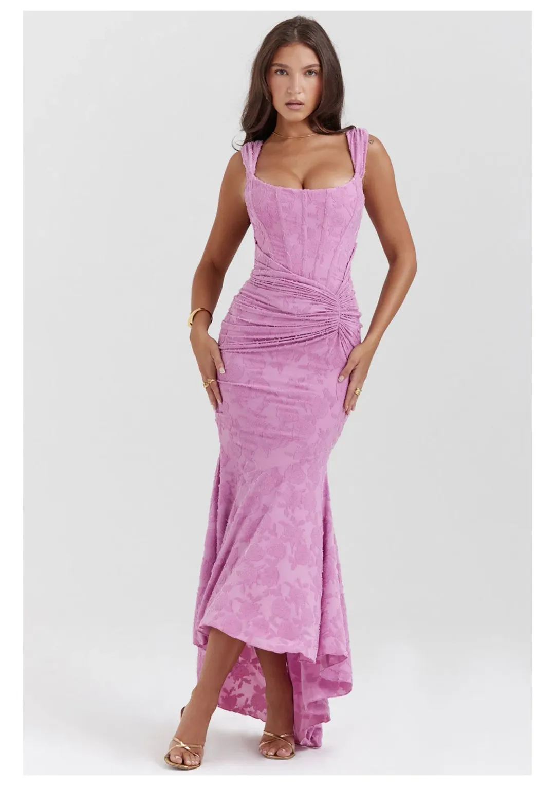 House Of CB Cesca Floral Maxi Dress Rose Pink Size M / AU 10 for rent on The Volte - main image