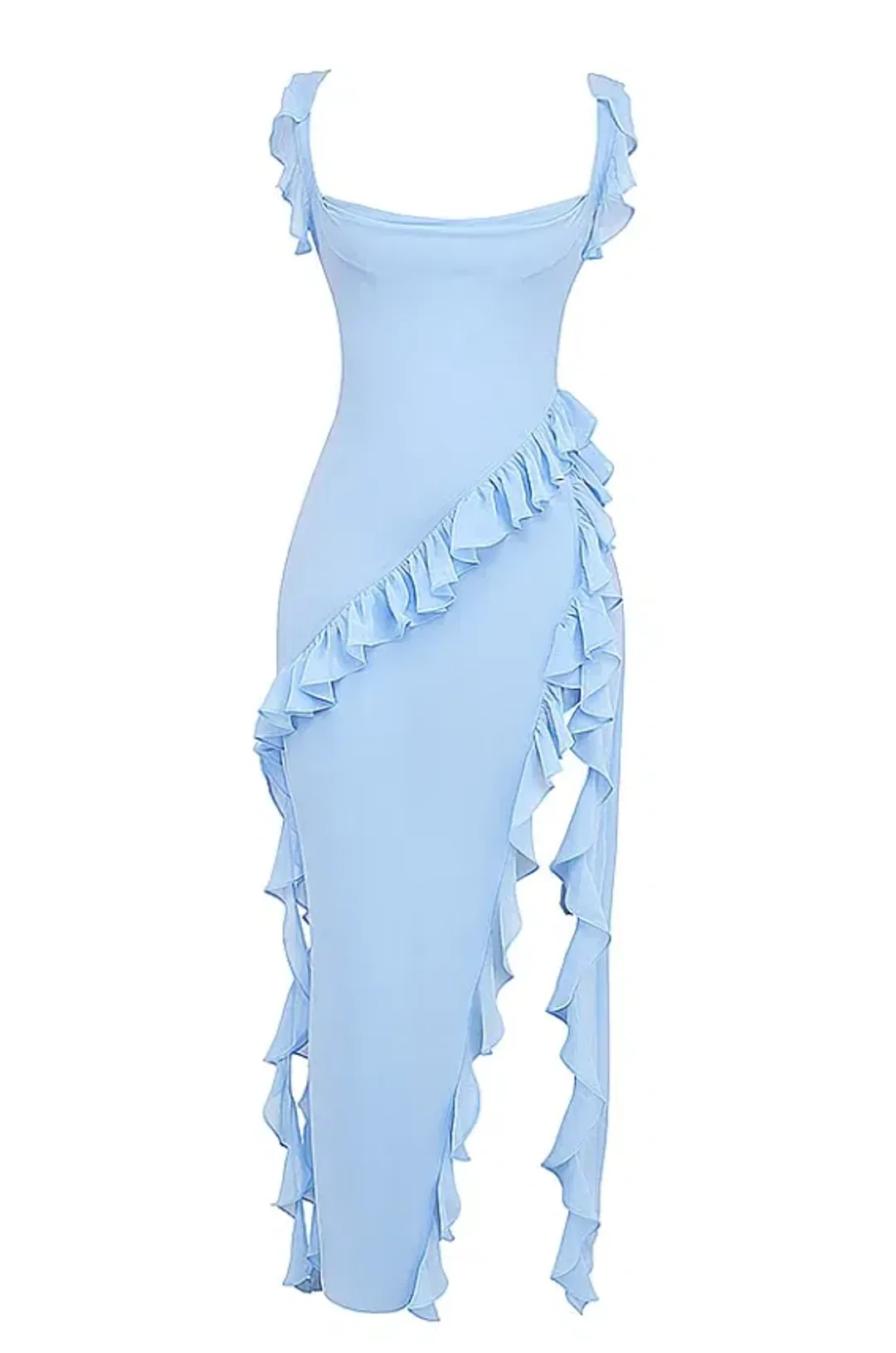 House of CB Ariela Ruffle Maxi Dress Soft Blue Size M / AU 10 for rent on The Volte - main image