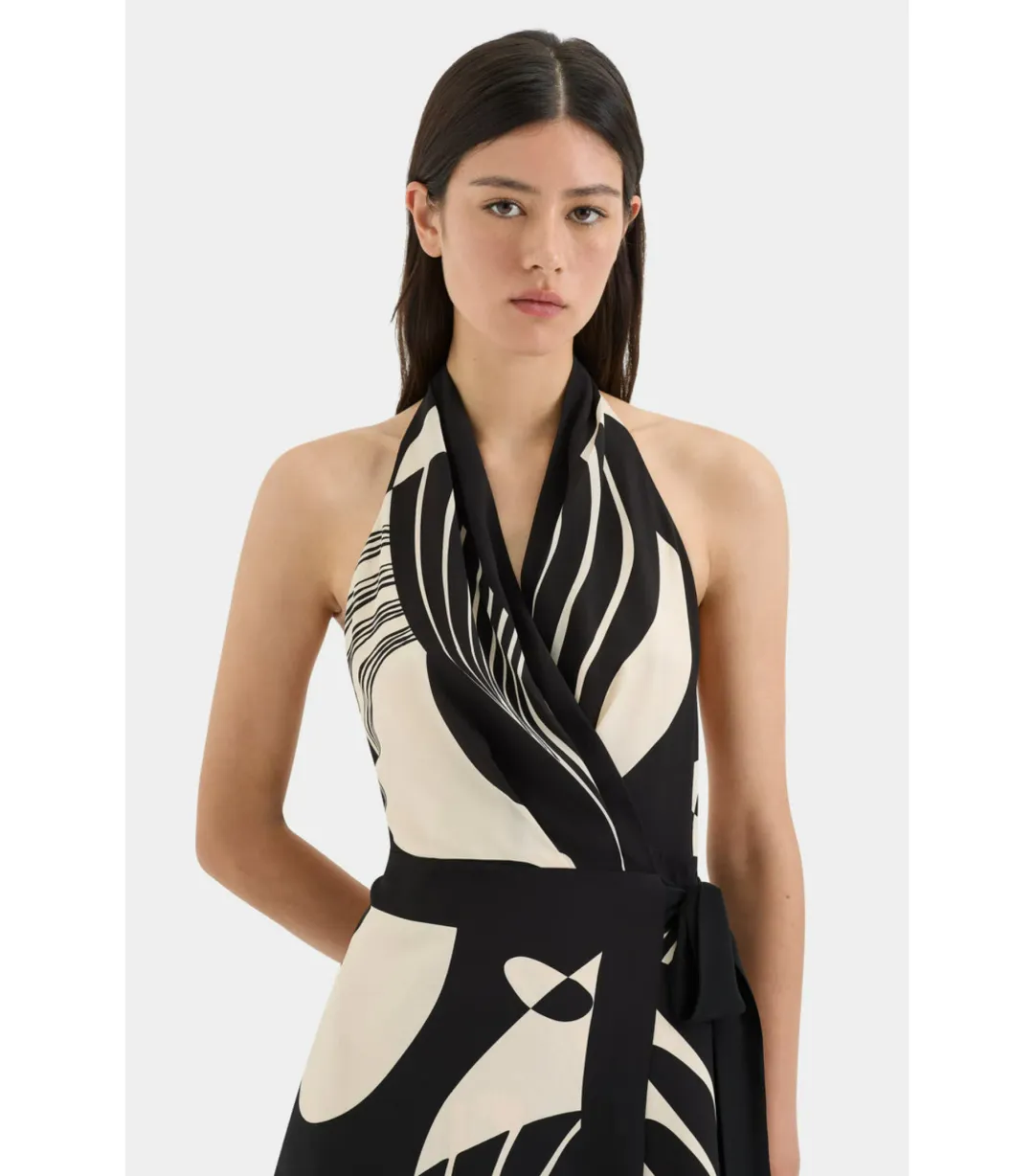 Sir The Label Realisme Wrap Halter Mini Dress in Papier Size 1 / AU 8 for rent on The Volte - main image