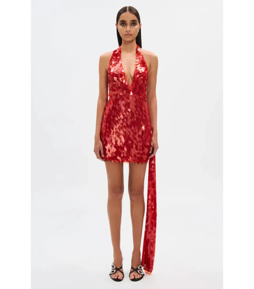 MISHA Sapphire Sequin Mini Dress Red Size 4 for rent on The Volte - main image