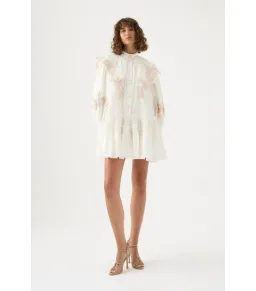 Aje Botanical Trim Collar Dress Ivory Size AU 16 for rent on The Volte - image 1