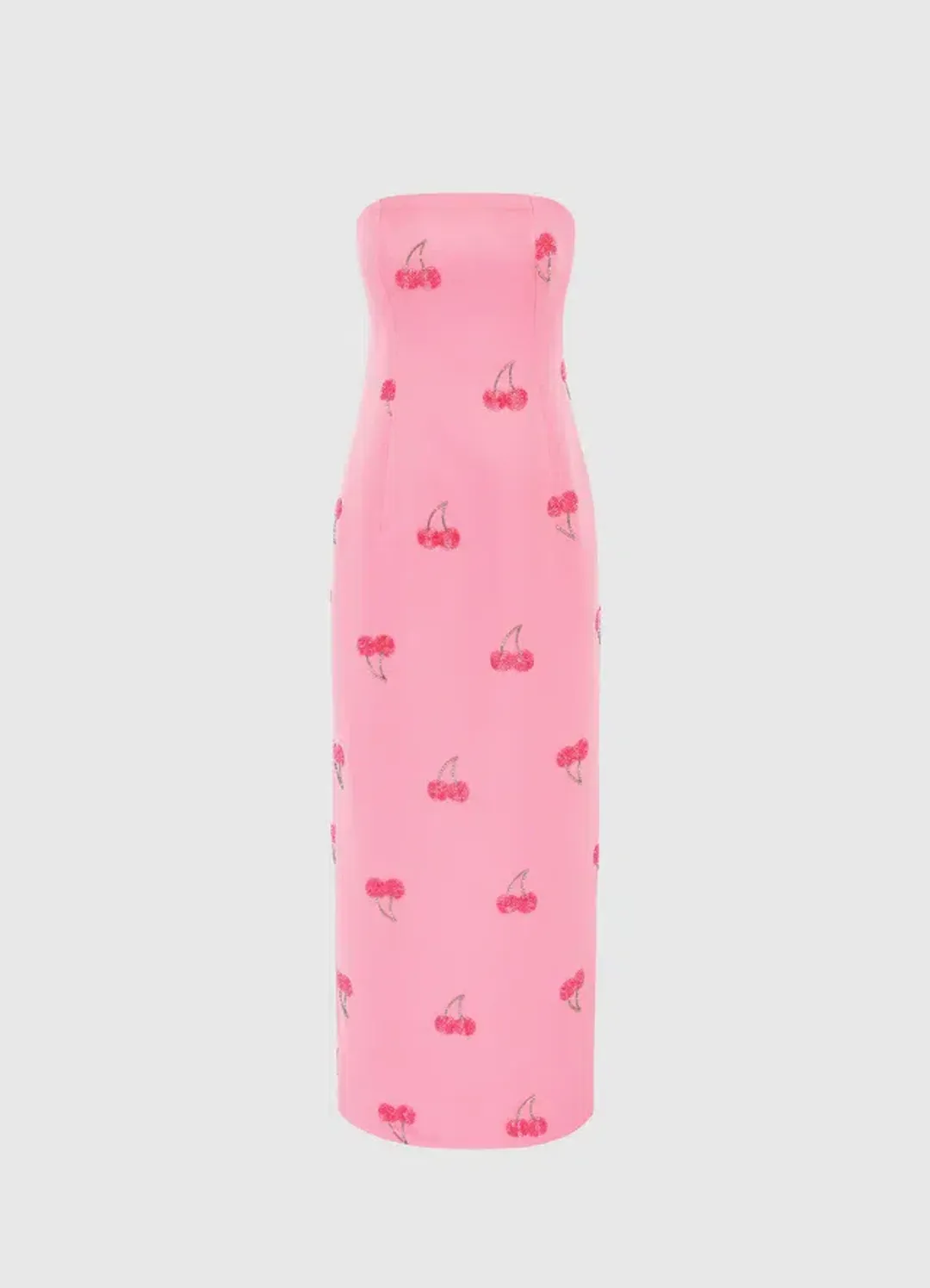Leo Lin Rayna Embellished Bustier Maxi Dress in Pink Cherry Beading Size 10 for rent on The Volte - main image