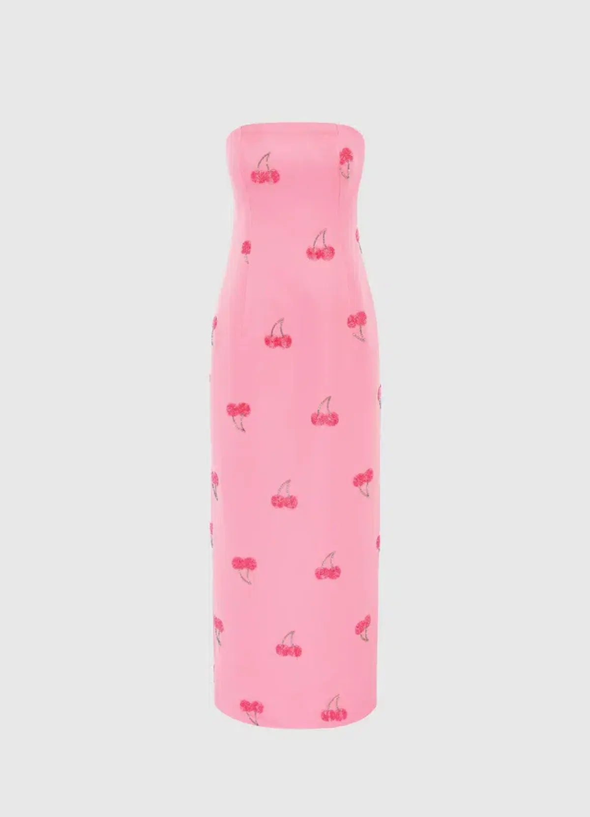 Leo Lin Rayna Embellished Bustier Maxi Dress in Pink Cherry Beading Size 10 for rent on The Volte - main image