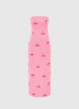 Leo Lin Rayna Embellished Bustier Maxi Dress in Pink Cherry Beading Size 10 for rent on The Volte - image 1