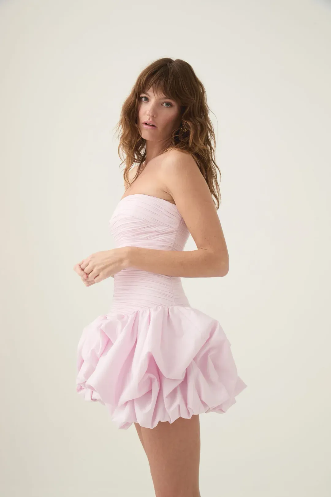 Aje Violette Bubble Hem Mini Dress Pastel Pink Size AU 12 for rent on The Volte - main image