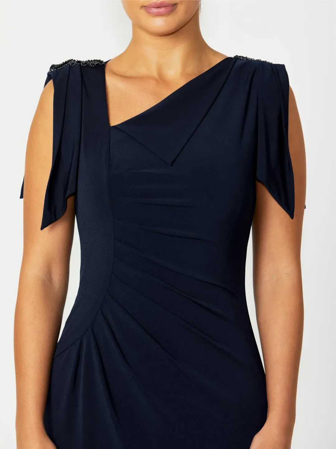 Anthea Crawford Hebe Jersey Knee Length Dress Navy Size 18 for rent on The Volte - main image