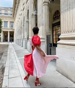 Aje Entwined Midi Dress Pink/Red Size 6 for rent on The Volte - image 3
