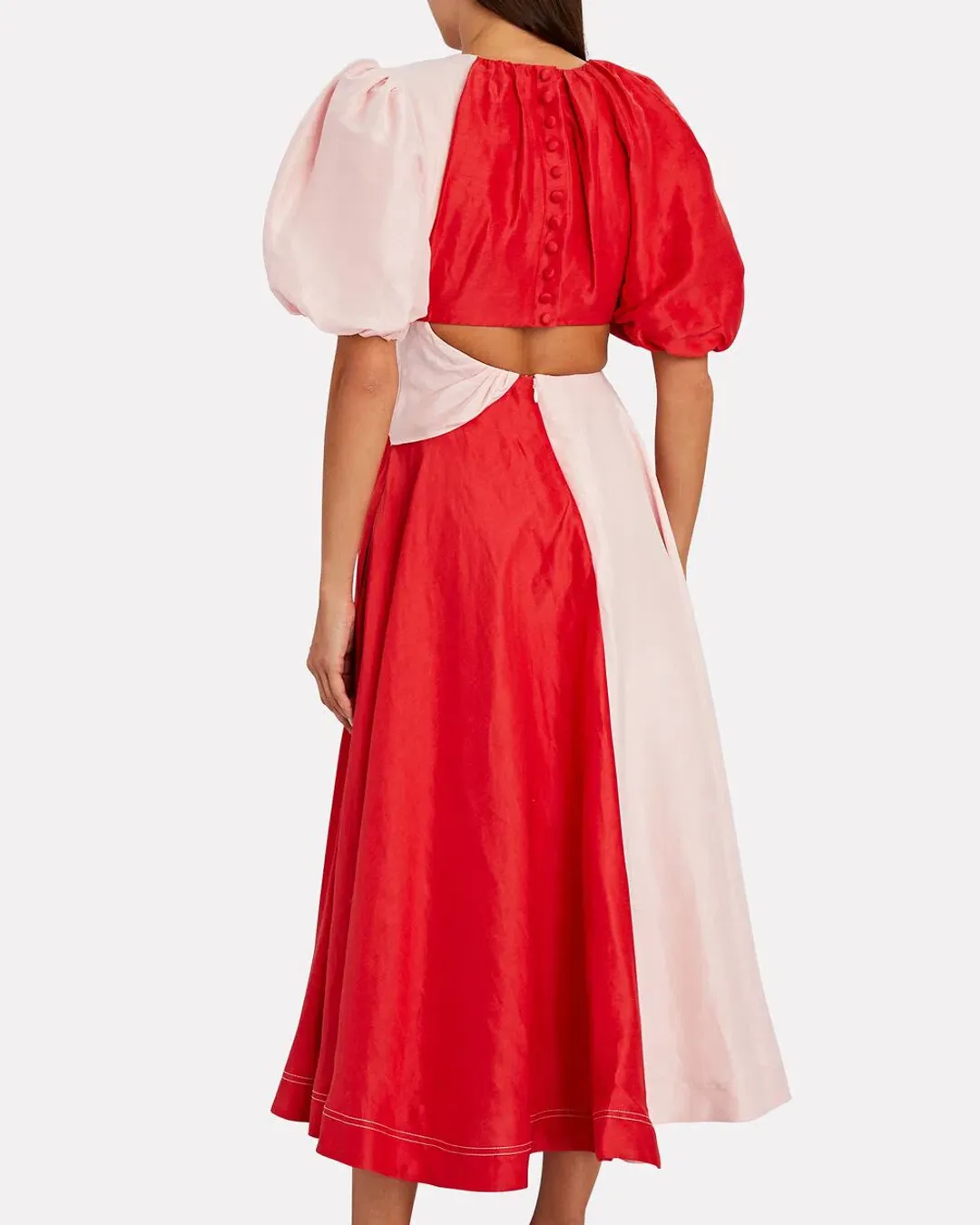 Aje Entwined Midi Dress Pink/Red Size 6 for rent on The Volte - main image
