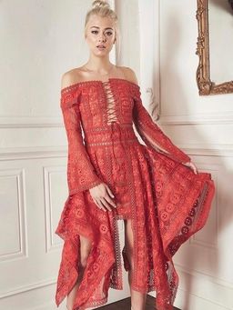 Thurley Red Midi Dress 6 for rent on The Volte - image 1