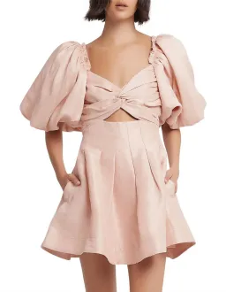 Aje Dusk Knot Puff Sleeve Mini Dress Blush Size 10 for rent on The Volte - image 4