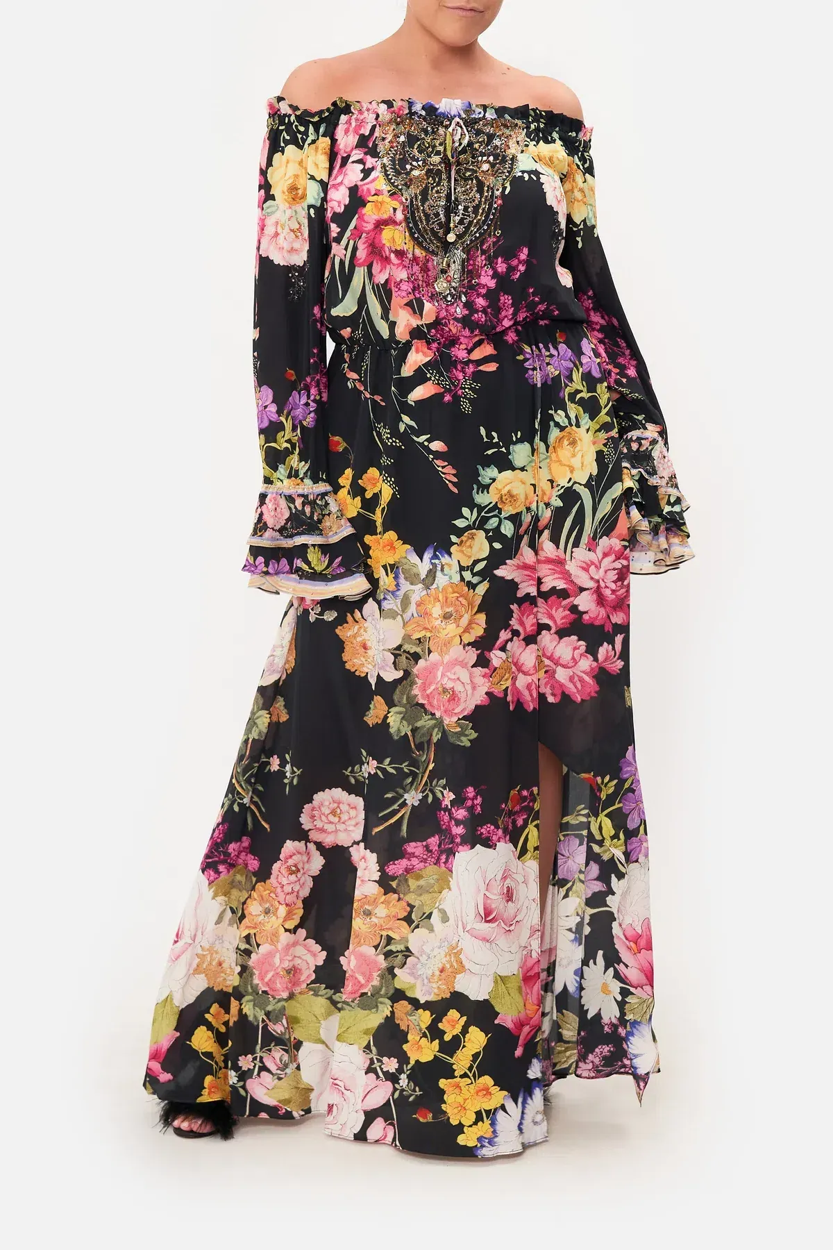 Camilla Drop Shoulder Split Maxi Dress Libertine Lady Size 16 for rent on The Volte - main image