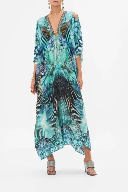 Camilla Azure Allure Split Sleeve Silk Kaftan With Hardware One Size for rent on The Volte - image 1