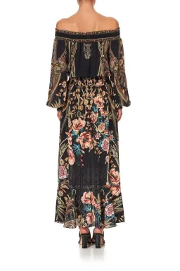 CAMILLA Off Shoulder Shirred Silk Maxi Dress Print Size S/Au 10  for rent on The Volte - image 5