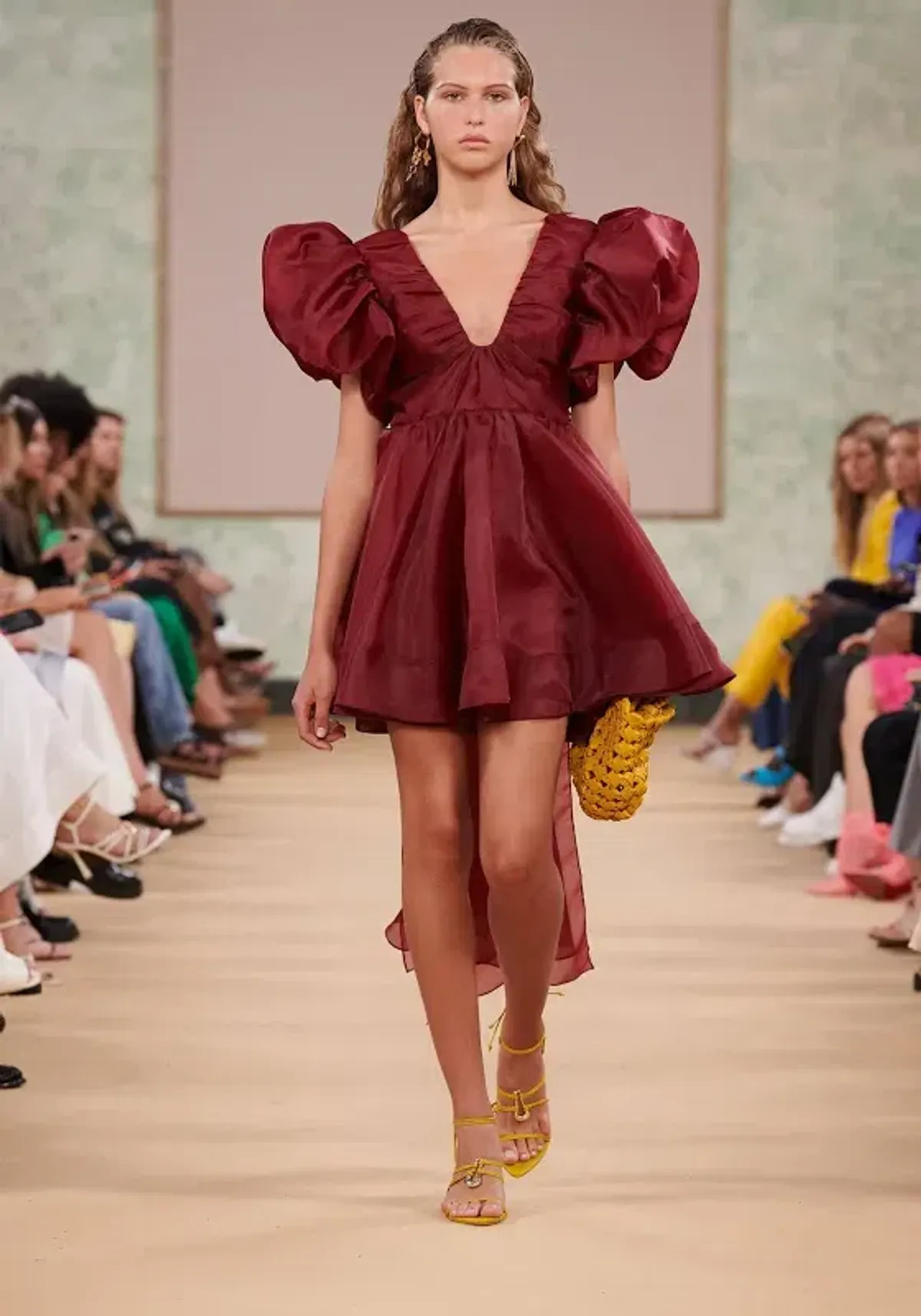 Aje Gretta Bow Back Mini Dress Burgundy Size 6 for rent on The Volte - main image
