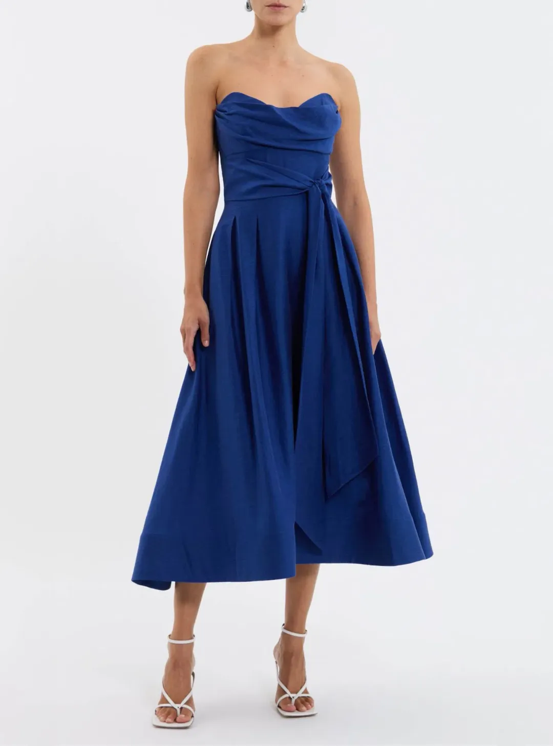 Rebecca Vallance Cera Strapless Midi Dress Blue Size 4 for rent on The Volte - main image
