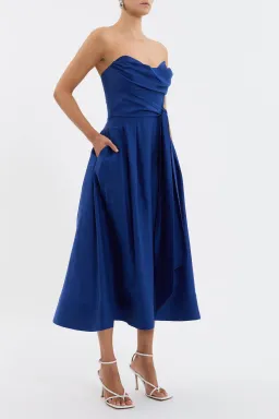 Rebecca Vallance Cera Strapless Midi Dress Blue Size 4 for rent on The Volte - image 4