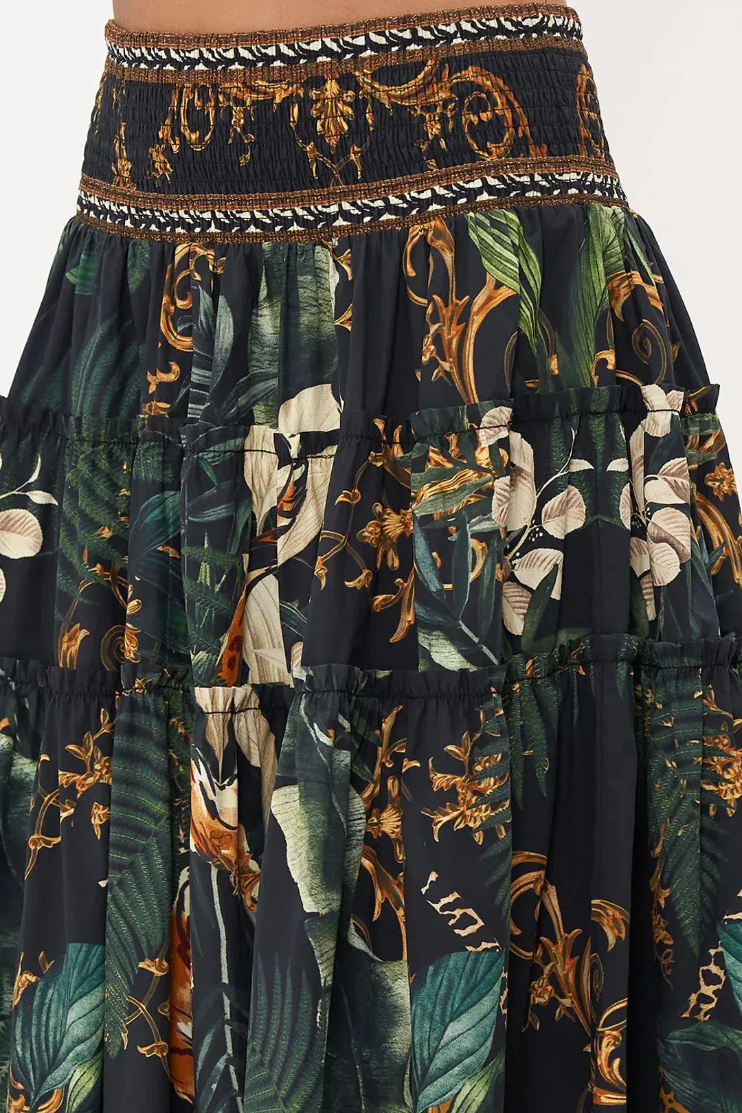 Camilla 4 Tiered Gathered Maxi Skirt Easy Tiger Size M / AU 12 for rent on The Volte - main image