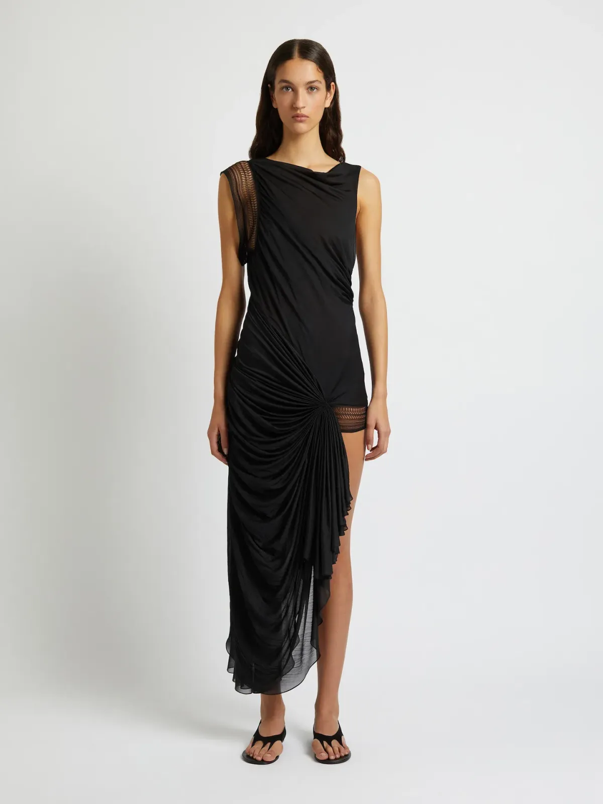 Christopher Esber Galathea Asymmetrical Maxi Dress Black Size XS / AU 6 for rent on The Volte - main image